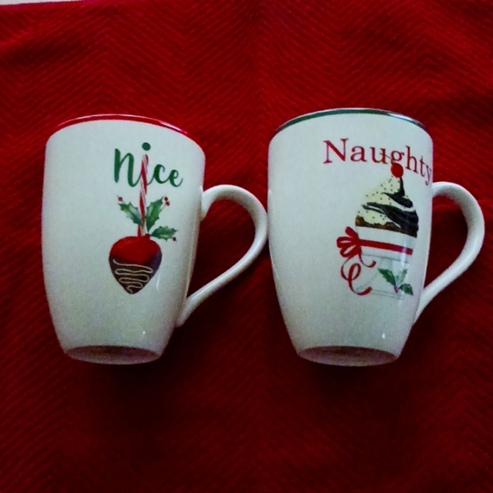 Lenox Christmas Holiday Mug Pair 5" Tall  (Ivory  Colored) NWT